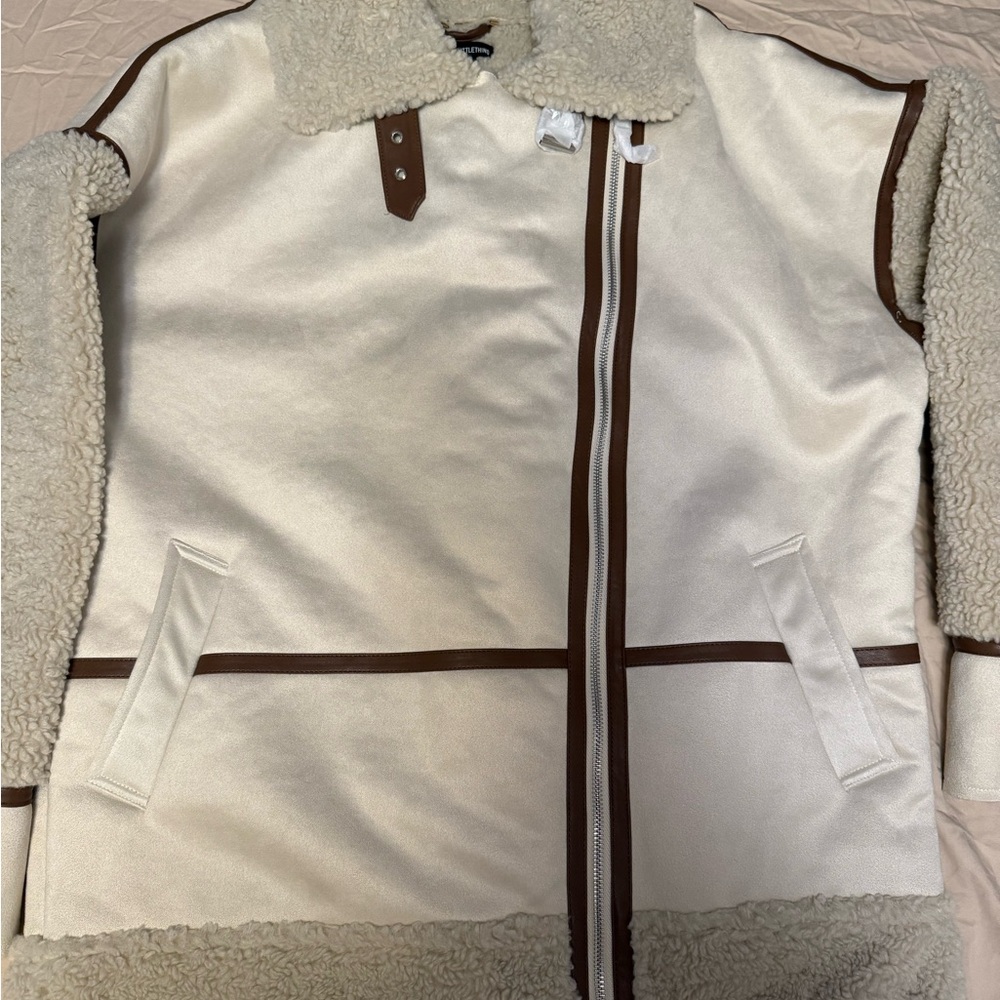 PrettyLittleThing Cream Shearling Jacket - Picture 6 of 14